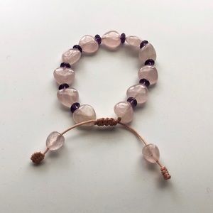 Genuine Rose Quartz Amethyst Shamballa Bracelet
